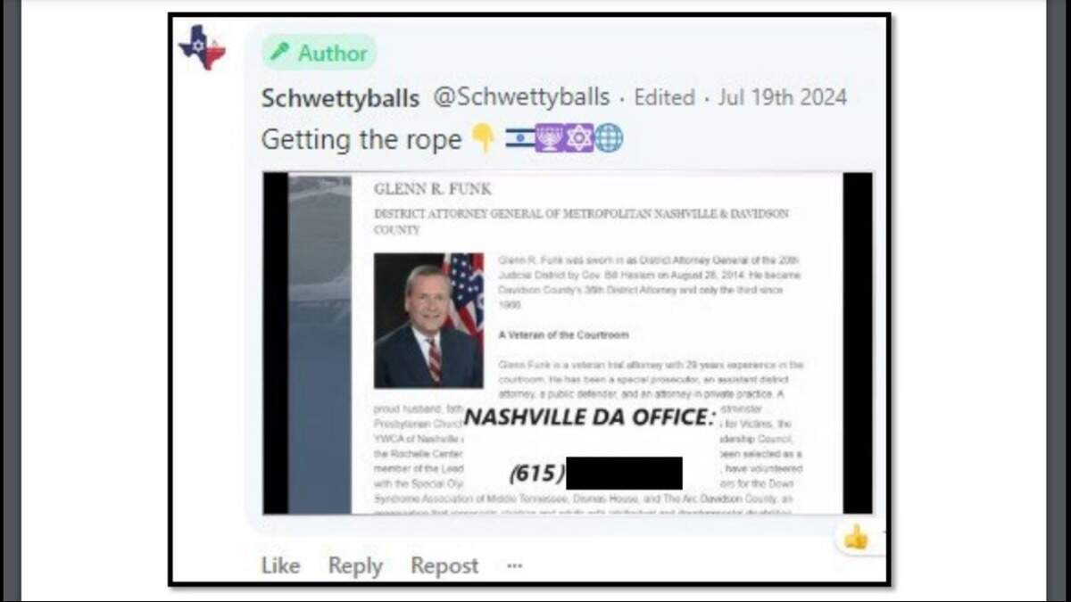 A screenshot of a social media post threatening to kill a public servent