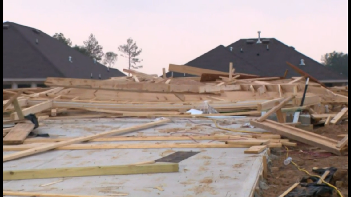 A house under construction collapsed near Conroe, Texas, killing two and injuring several others, officials said.