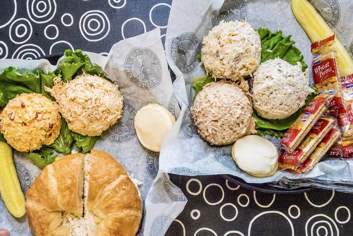 Chicken Salad Chick offers scoops of chicken salad with club crackers and bread or a croissant