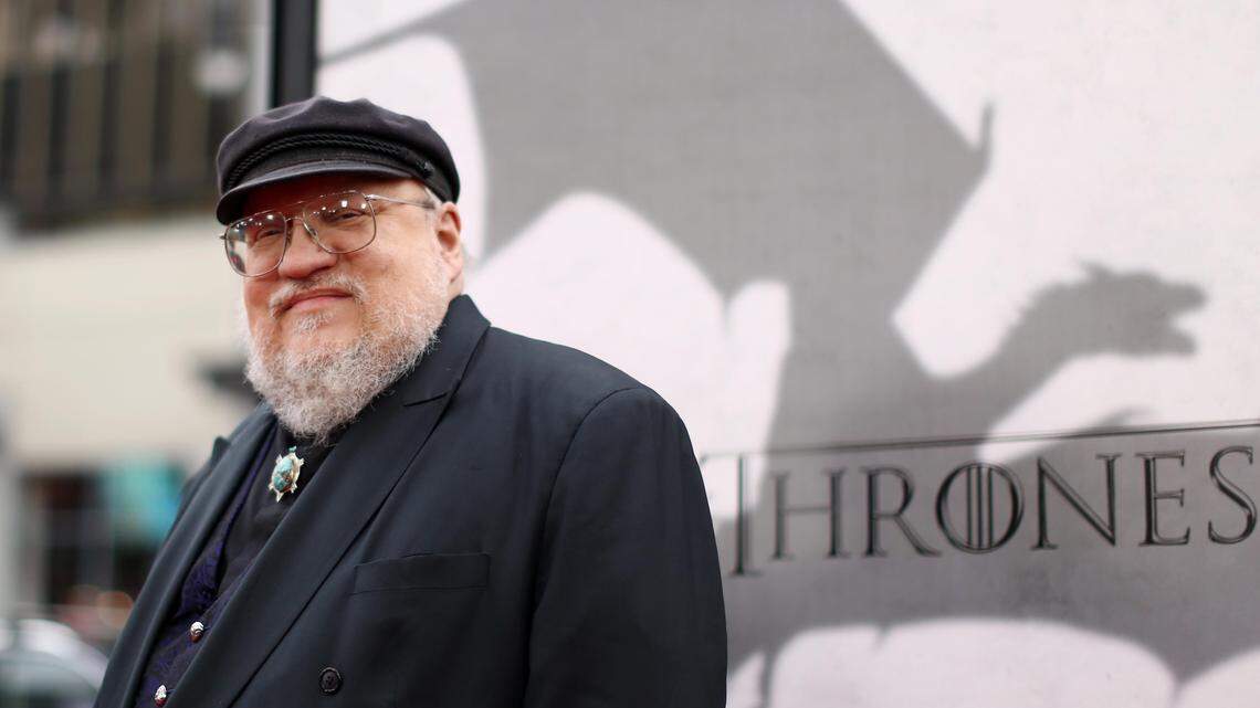 FILE - In this March 18, 2013, file photo, author George R.R. Martin arrives at the premiere for the third season of the HBO television series “Game of Thrones” at the TCL Chinese Theatre in Los Angeles. (Photo by Matt Sayles /Invision/AP, File)