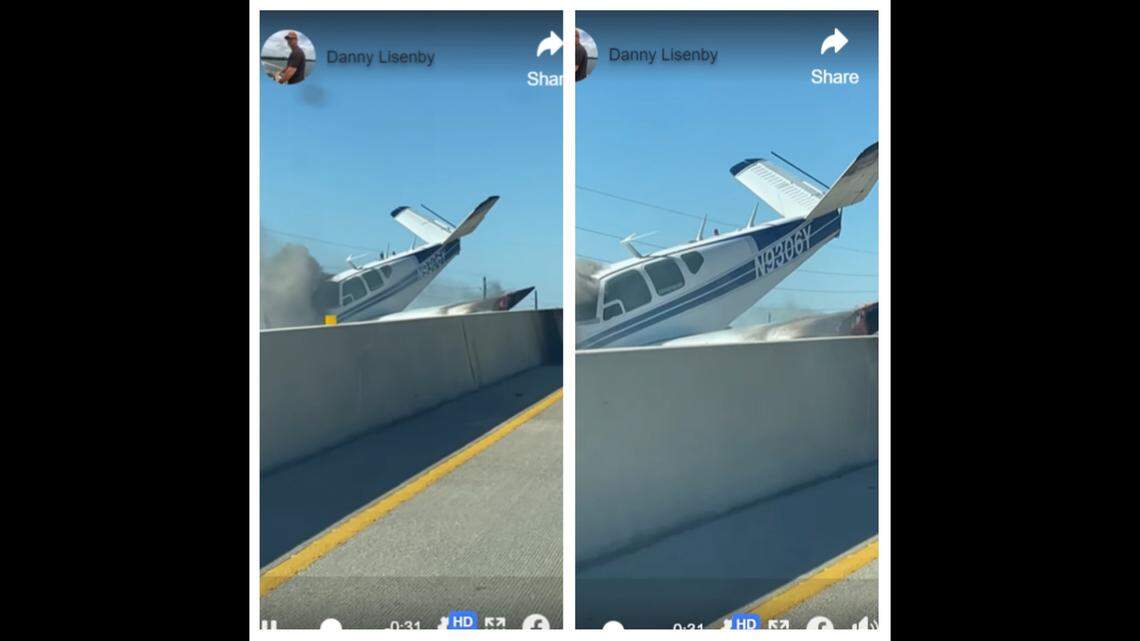 An airplane crashed onto a highway in Houston, Texas, video shows.