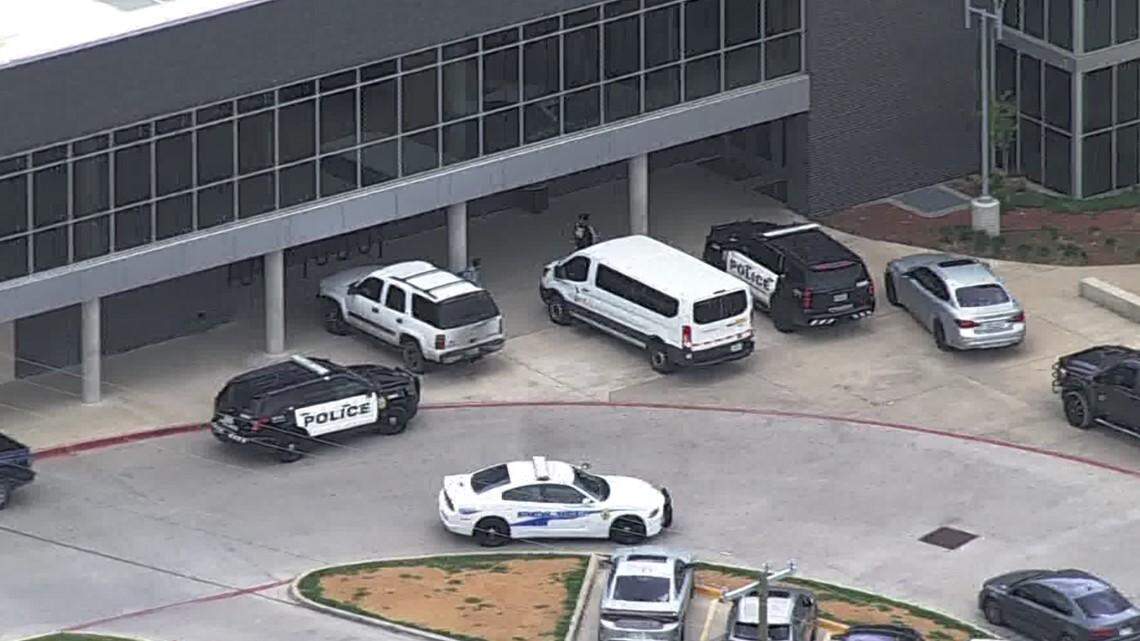 South Oak Cliff High School evacuated its students in response to a bomb threat, Friday, April 14, 2023. Dallas Independent School District Police performed a sweep and students were able to resume classes.