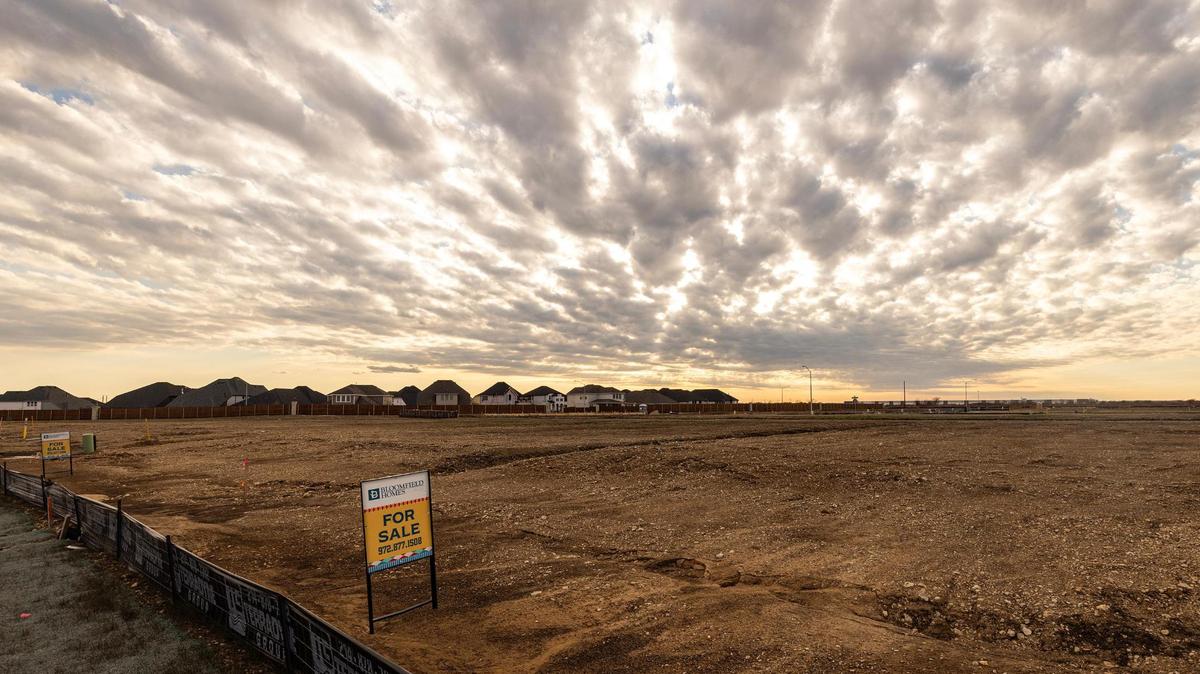 Cleared land set aside for the new homes at Timberbrook, a master-planned community in Justin. Housing developments like these are transforming the Denton County countryside.