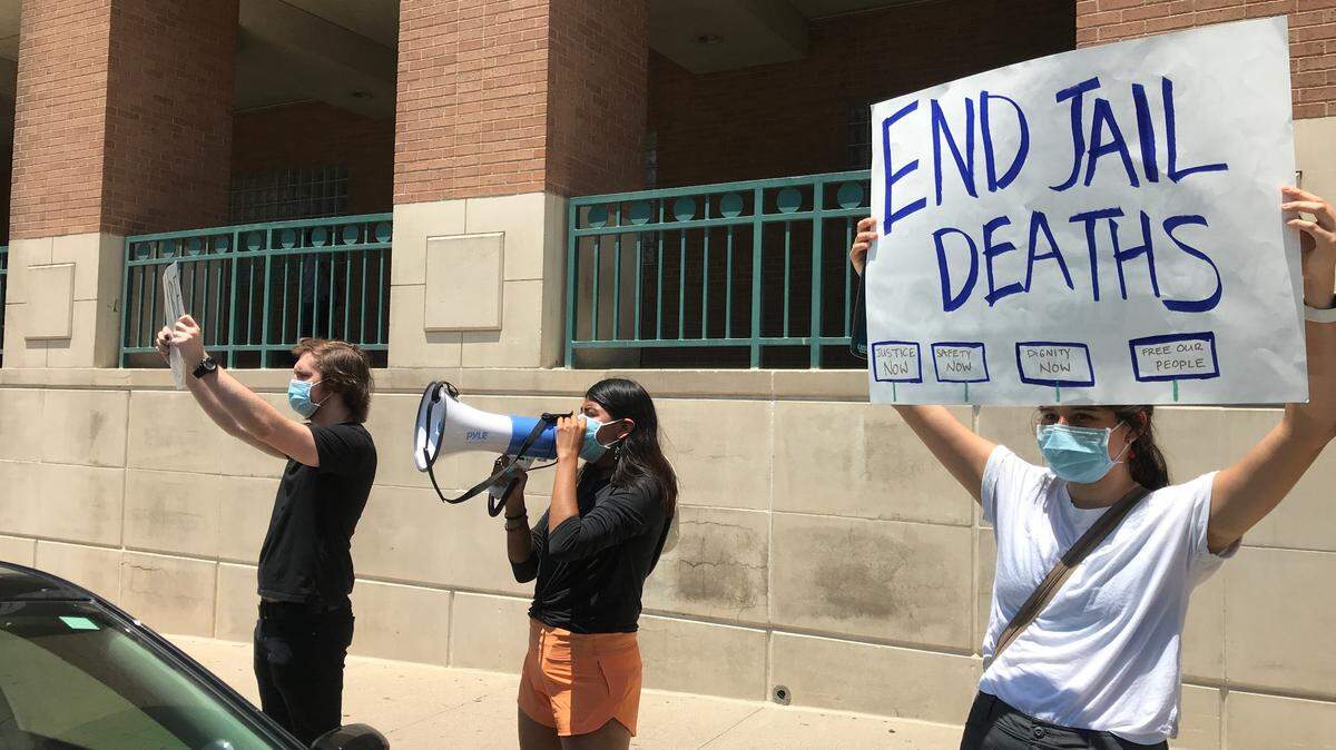 Protesters enraged about deaths at the jail demonstrated outside the facility in 2020.