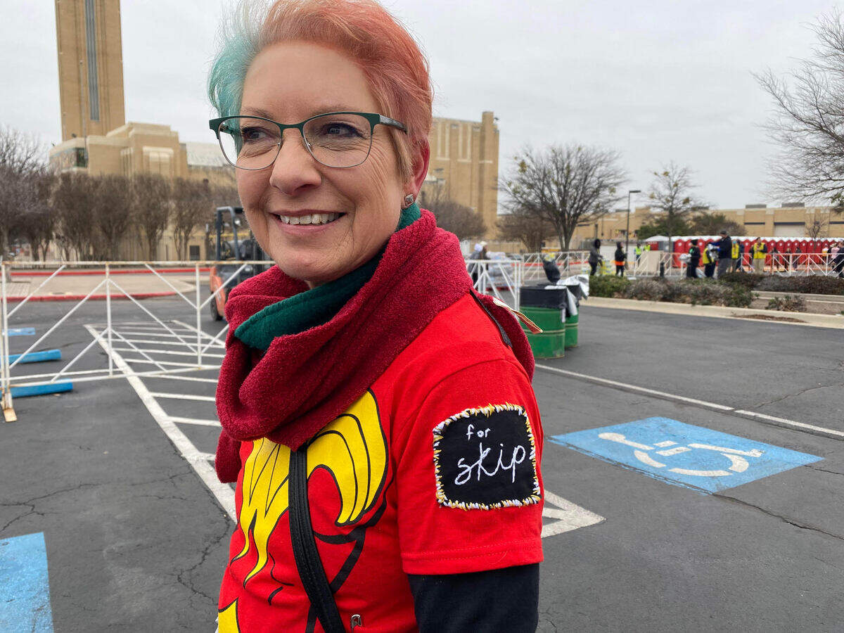 Tina Rogers, 67, of Fort Worth ran the Cowtown Marathon in honor of her husband, Skip, who passed away four years ago.