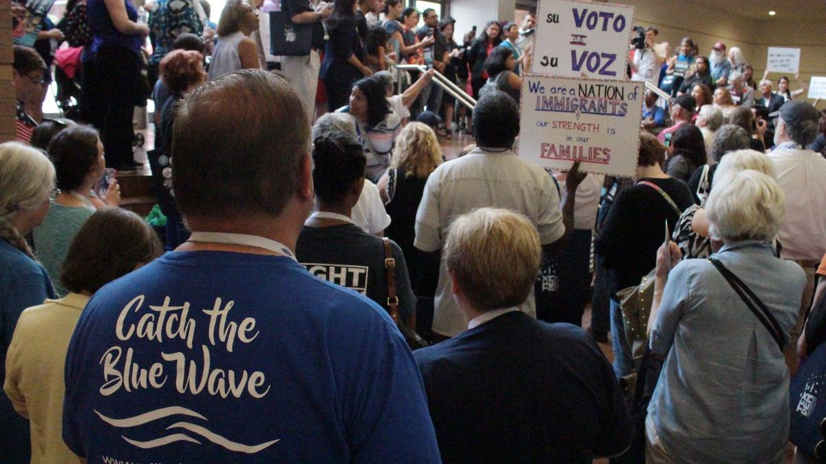 Delegate Craig Petersen of Allen attends a rally at the Texas Democratic Convention on Saturday, June 23, 2018 at the Fort Worth Convention Center area. The rally was protesting the Trump administration's treatment of immigrant families. The convention ended Saturday.