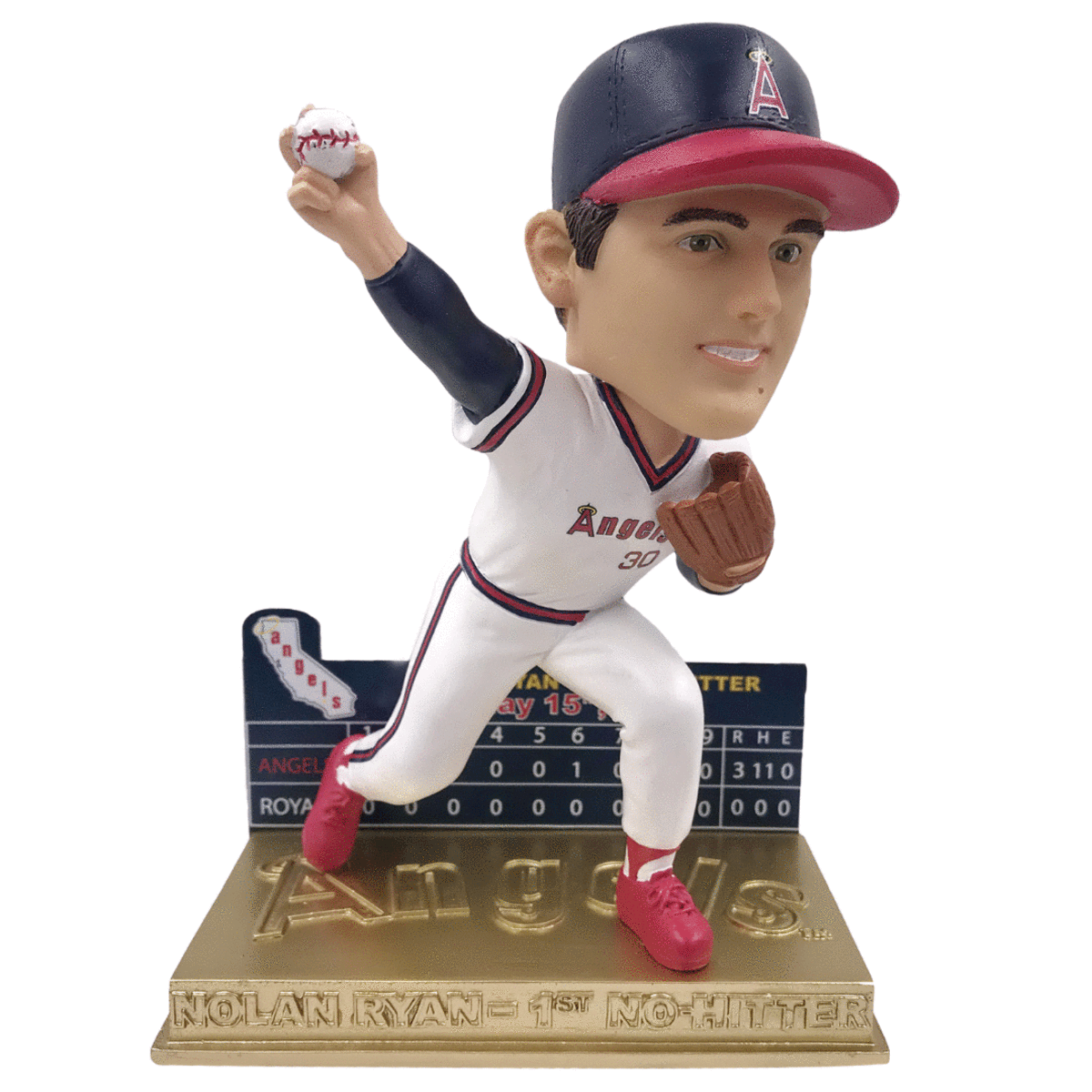 The first in a series of seven commemorative bobbleheads celebrating Nolan Ryan’s seven no-hitters is now available at the National Bobblehead Hall of Fame and Museum website.