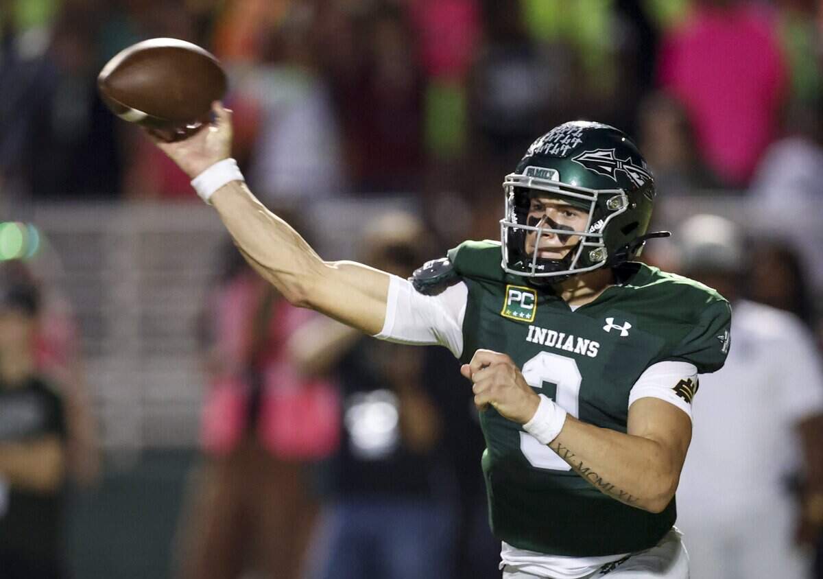 Waxahachie quarterback Jerry Meyer III (3) throws a pass during the second half of the game against North Crowley on Friday, Oct. 9, 2026, at Stuart B. Lumpkins Stadium in Waxahachie.