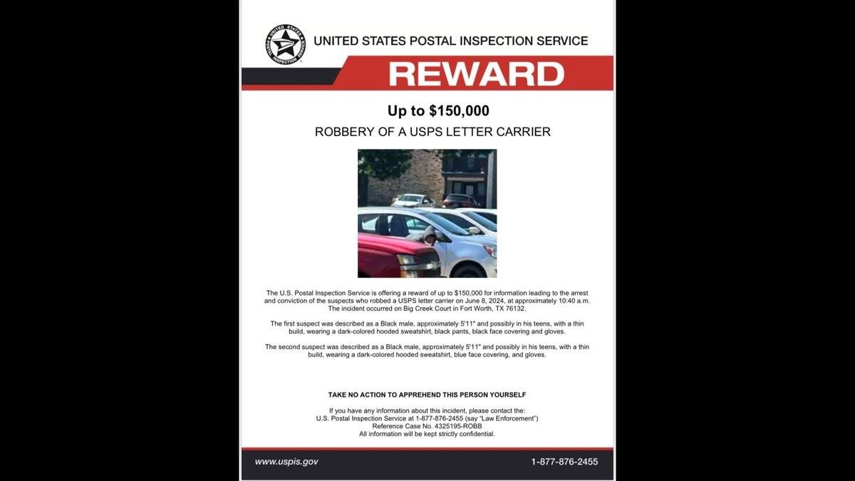 A reward of up to $150,000 is being offered by the U.S. Postal Inspection Service for information leading to the arrest and conviction of those involved in a recent robbery of a USPS letter carrier in Fort Worth.
