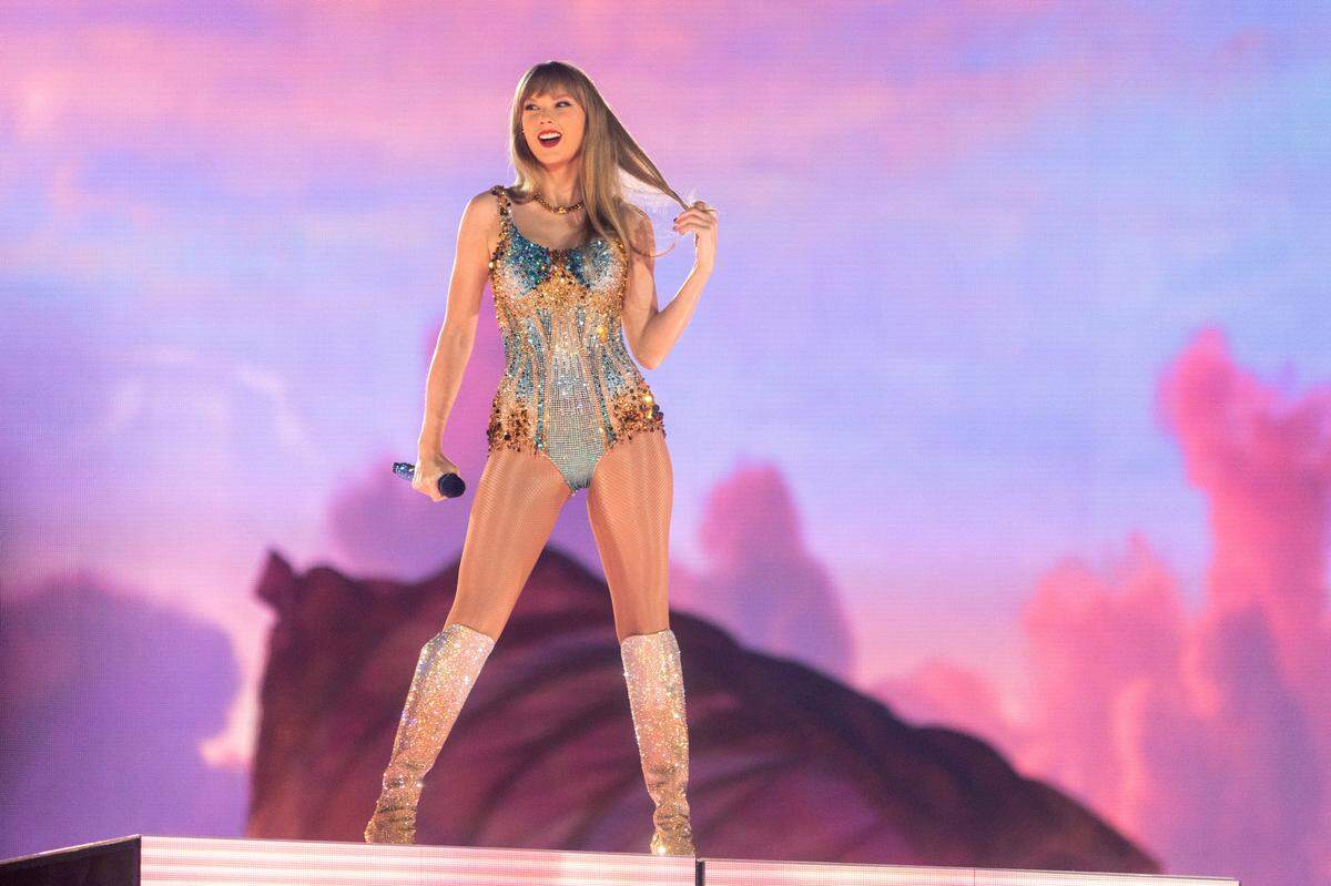 Taylor Swift performs Miss Americana & the Heartbreak Prince during her first sold-out concert of three nights at AT&T Stadium in Arlington on Friday, March 31, 2023.