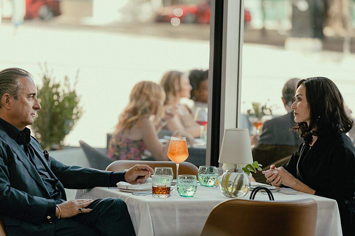 Andy Garcia as Gallino and Demi Moore as Cami Miller in “Landman” episode 4, season 2, streaming on Paramount+.