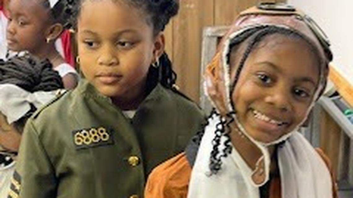 Fort Worth students, part of the Texas 6888 project, honor service women during an event at Miss Endy’s Christian Academy