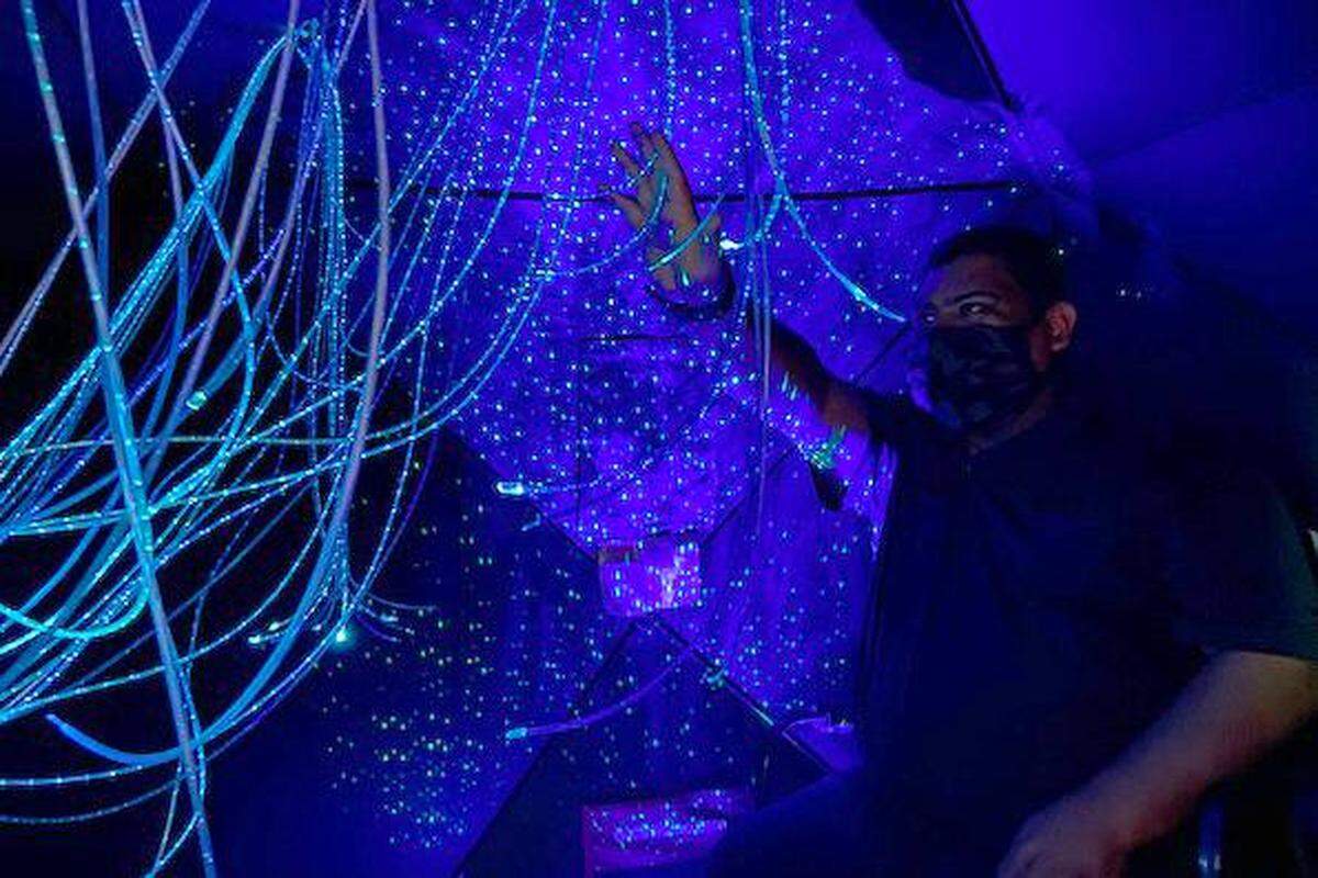 The interior of a sensory space on wheels