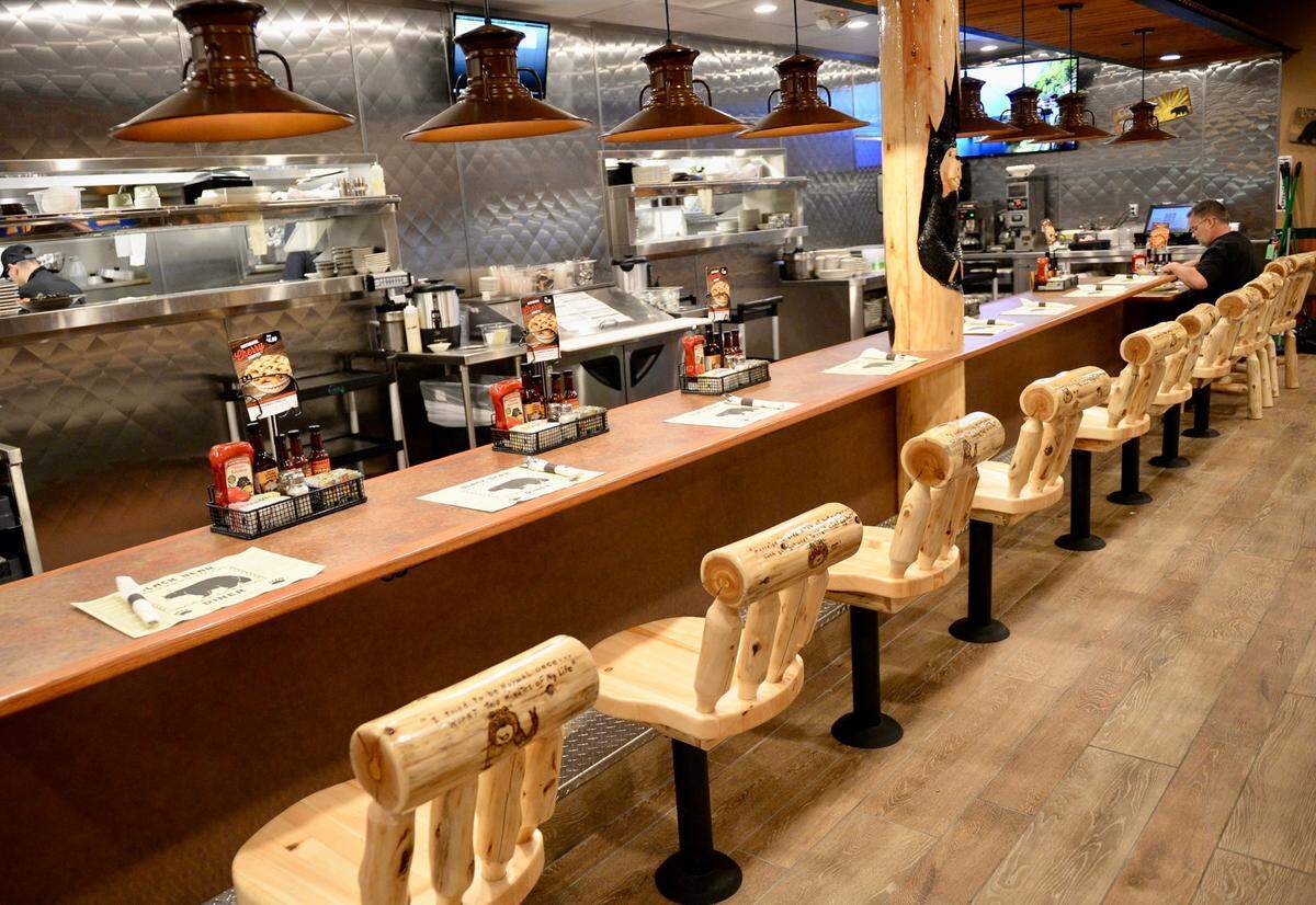 The counter awaits customers at a Black Bear Diner.