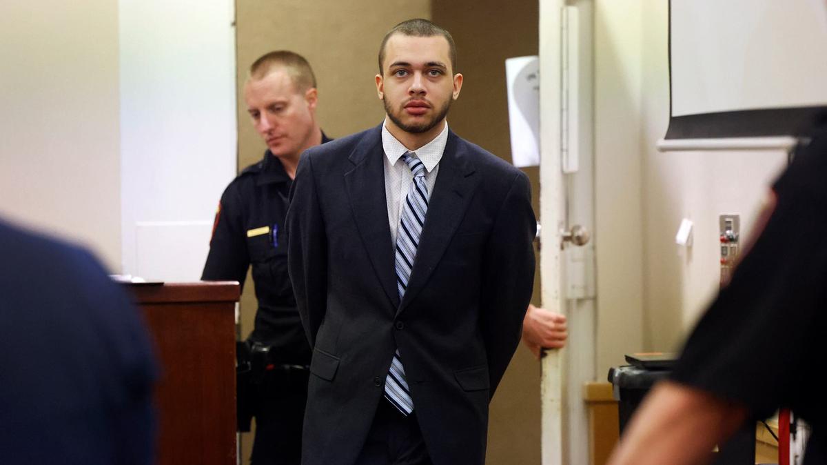 Jonathan Benami enters the 372nd District Court in Fort Worth on Thursday. Benami was convicted of fatally stabbing a man in September 2021.