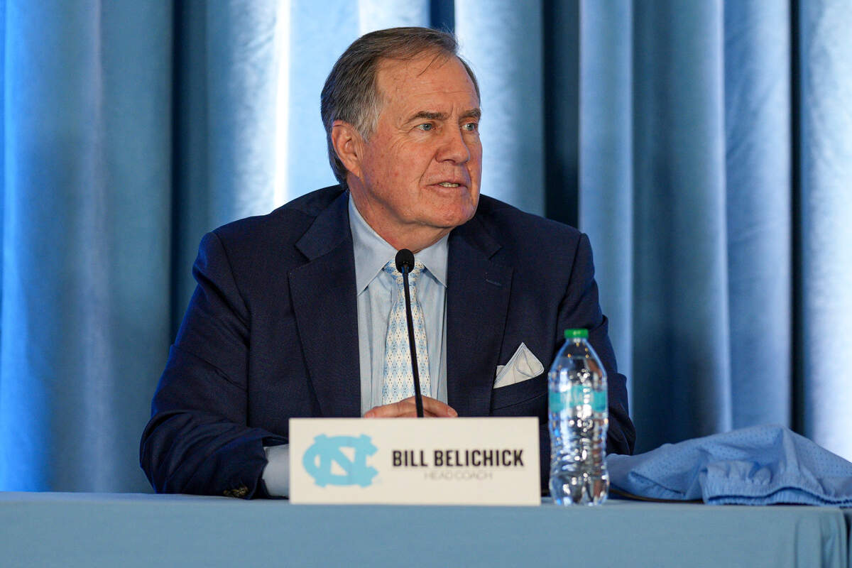 Dec 12, 2024; Chapel Hill, NC, USA; North Carolina Tar Heels new head coach Bill Belichick speaks to those attending his hiring announcement  at Loudermilk Center for Excellence.