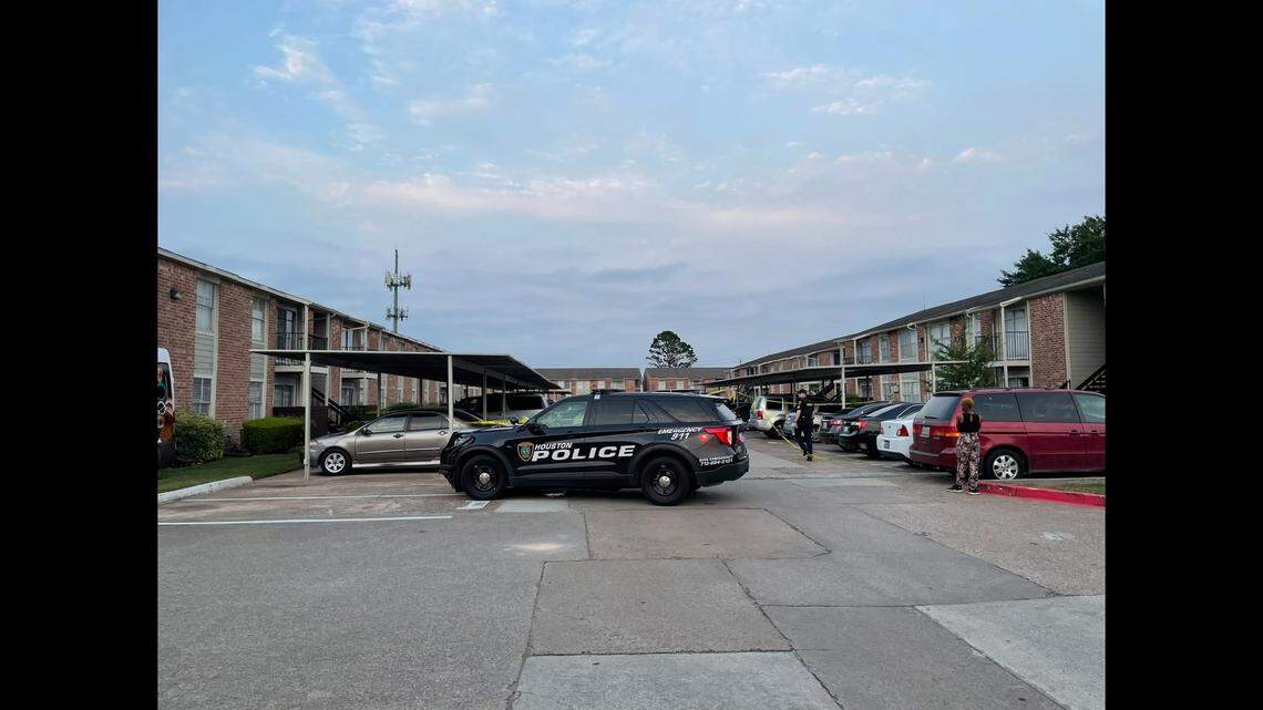 The group of armed men were confronting people at an apartment complex on Houston’s west side, police say.
