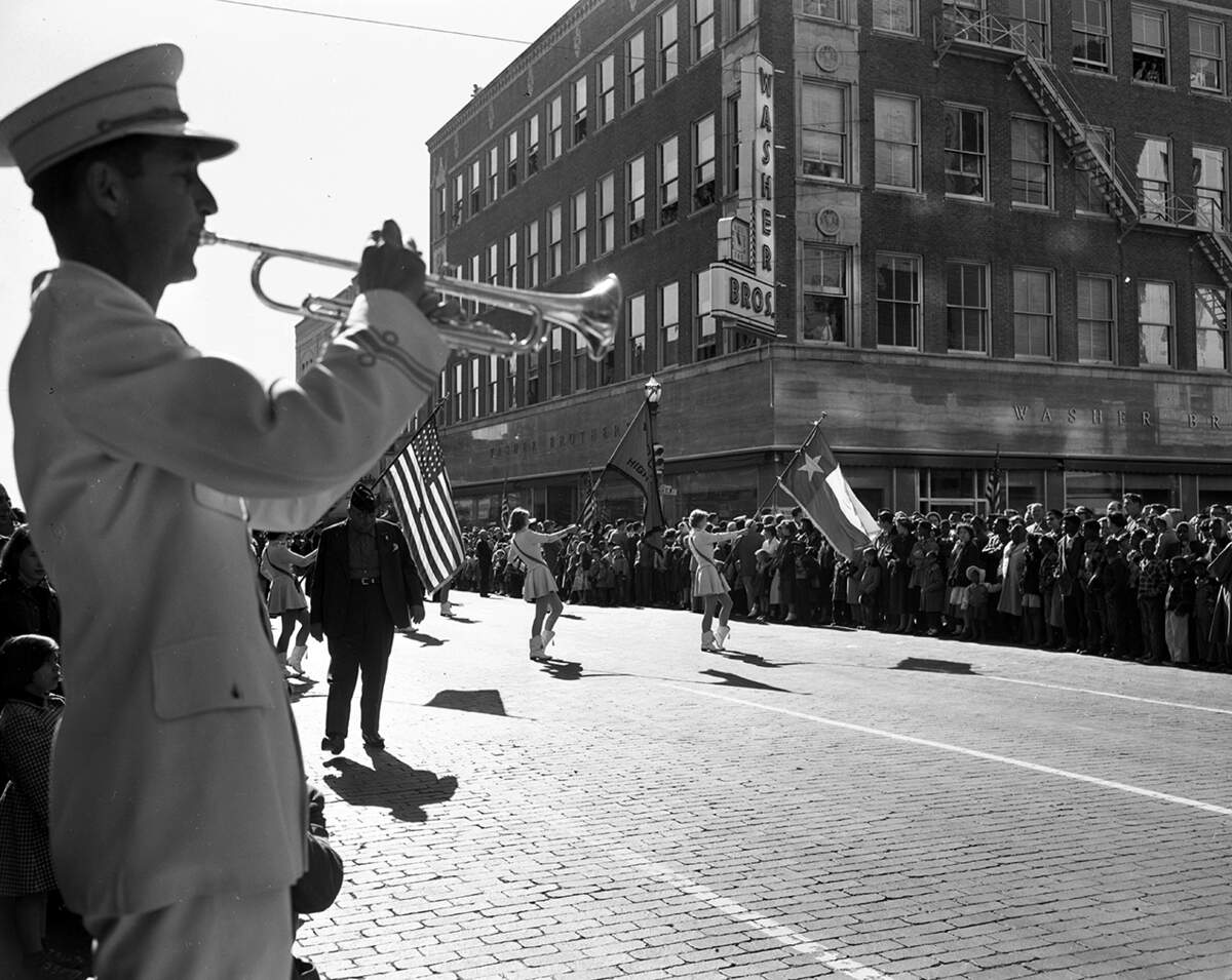 Nov. 11, 1952: Kenneth Vaughn, band director at North Side High School, played taps at 11 a.m. Tuesday in front of the reviewing stand for the Armistice Day parade.