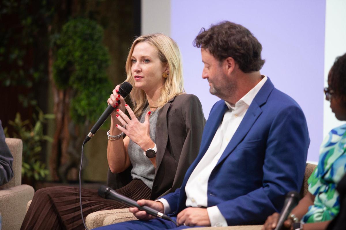 Fort Worth Mayor Mattie Parker takes speaks during the ‘Is Reading a Civil Right?’ panel discussion event at the Fort Worth Botanic Garden on Tuesday, Oct. 8, 2024.