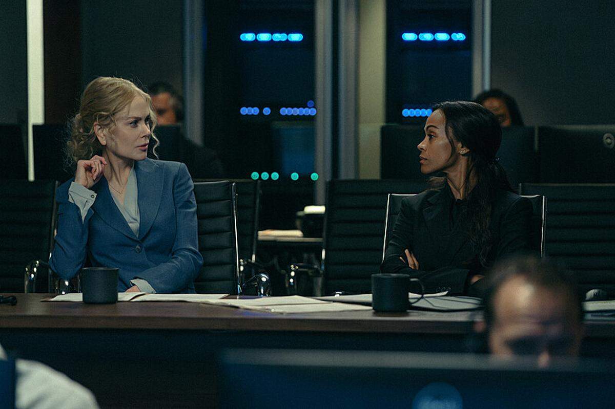 L-R Nicole Kidman as Kaitlyn Meade and Zoe Saldana as Joe in “Lioness”, episode 3, season 2, streaming on Paramount+, 2024.