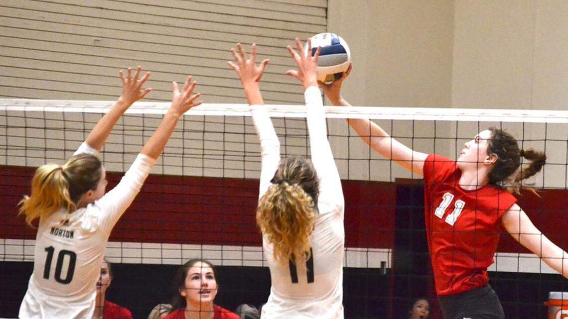Glen Rose hitter and Harding commit Libby Hinton attempts a kill at the Ann Kang Invitational in Honolulu, Hawai’i.