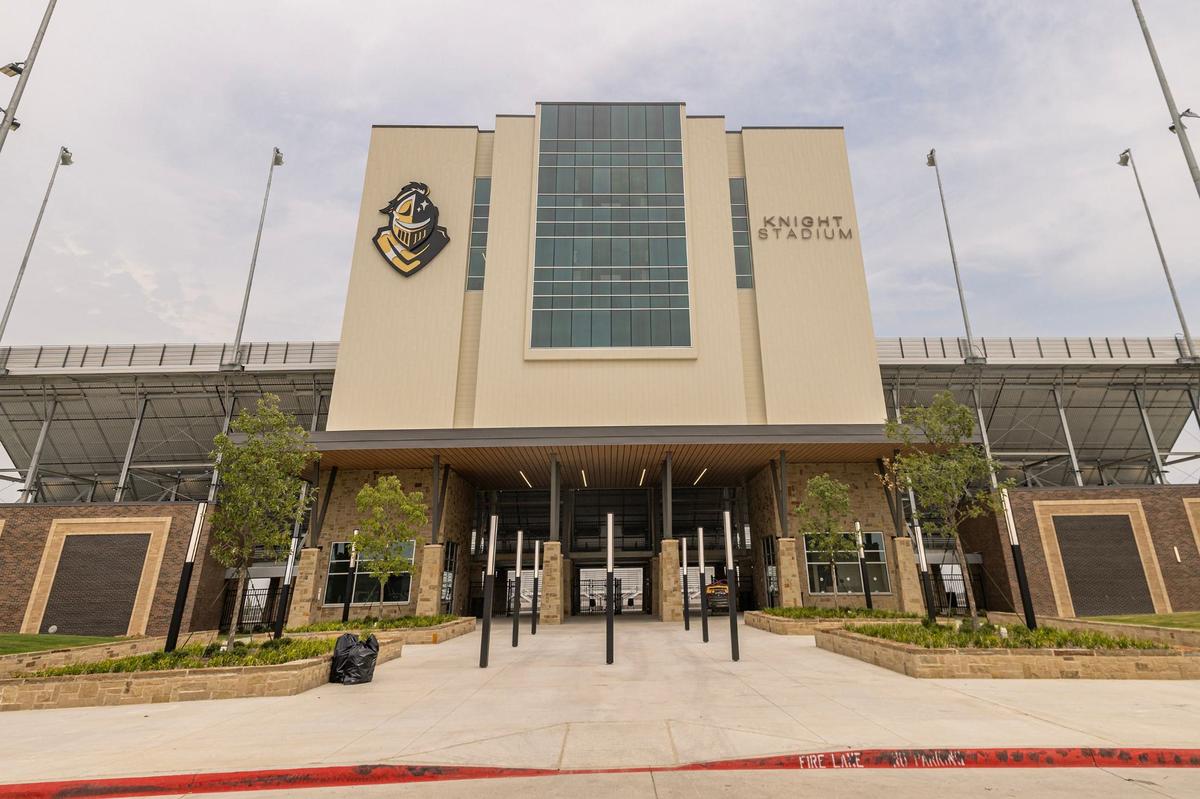 The entrance to Knight Stadium at Eagle Mountain High School.