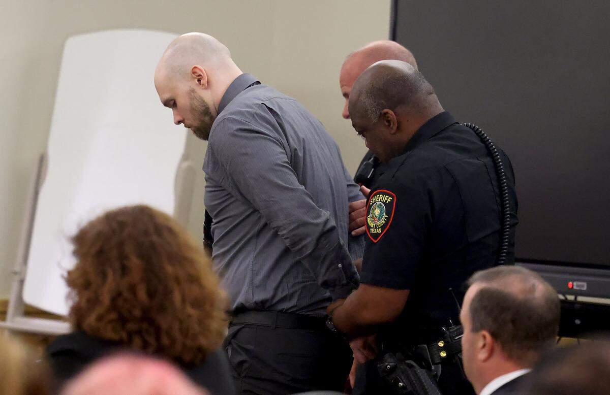 Defendant Tanner Horner is removed from the courtroom after being sentenced to the death penalty on Tuesday, May 5, 2026, at the Tim Curry Criminal Justice Center in Fort Worth. The jury's verdict was unanimous on both questions and found that Horner is a future danger to society and that there were not sufficient mitigating circumstances to justify a sentence of life in prison without parole.