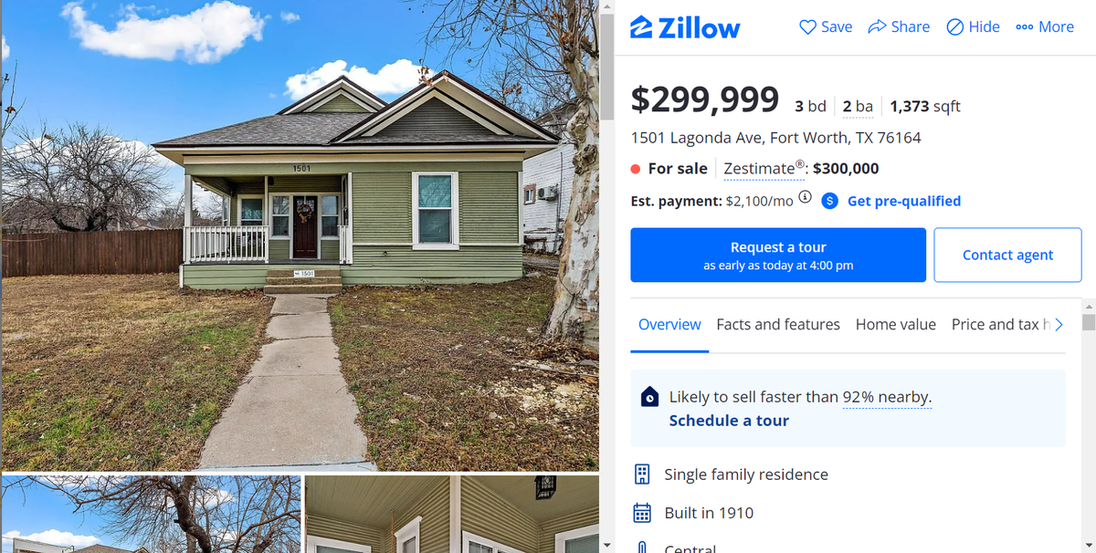 A screenshot of the listing for 1501 Lagonda Ave.