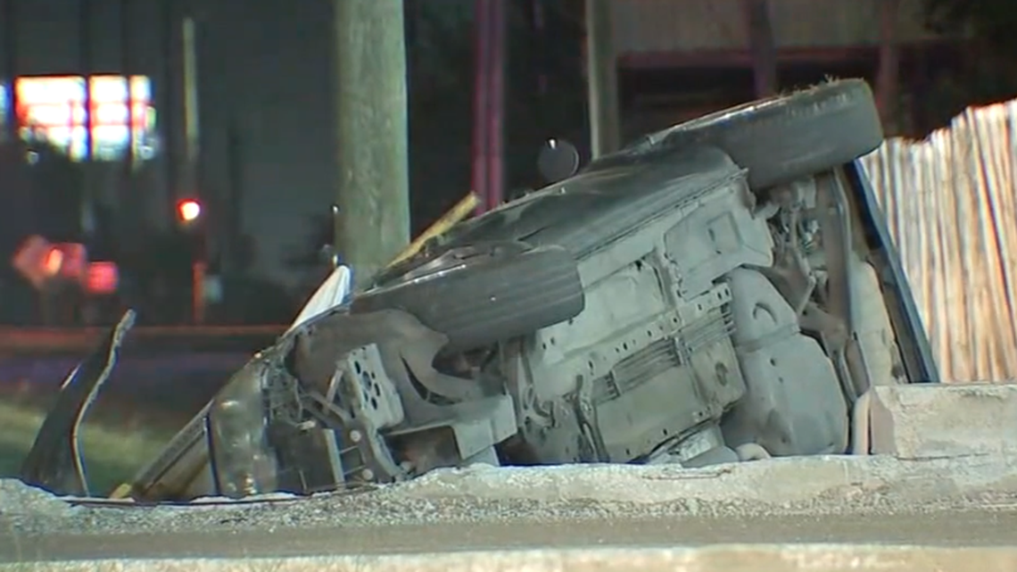 A woman died after police say she rammed her vehicle into her boyfriend’s, but lost control and crashed into a ditch.