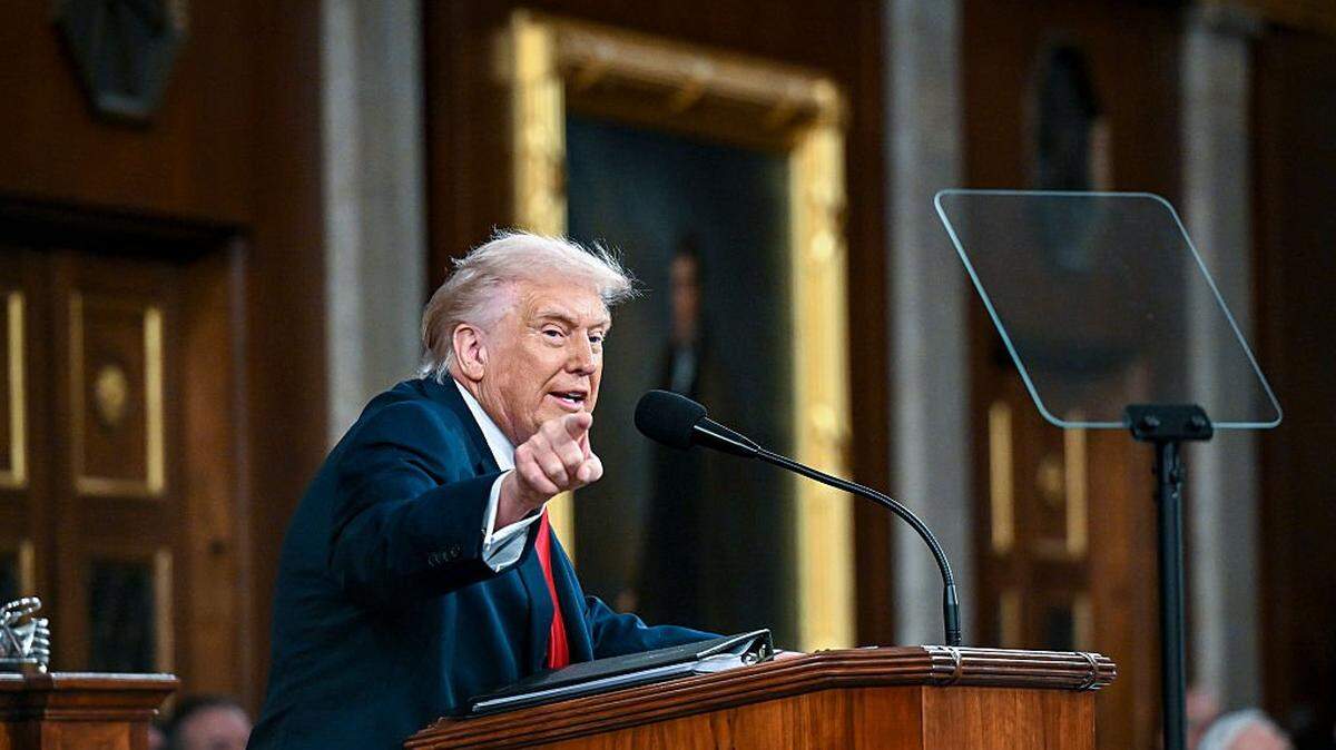 WASHINGTON, DC - FEBRUARY 24: U.S. President Donald Trump delivers the State of the Union address during a joint session of Congress in the House Chamber at the Capitol on February 24, 2026 in Washington, DC. Trump delivered his address days after the Supreme Court struck down the administration's tariff strategy, and amid a U.S. military buildup in the Persian Gulf threatening Iran. (Photo by Kenny Holston-Pool/Getty Images)