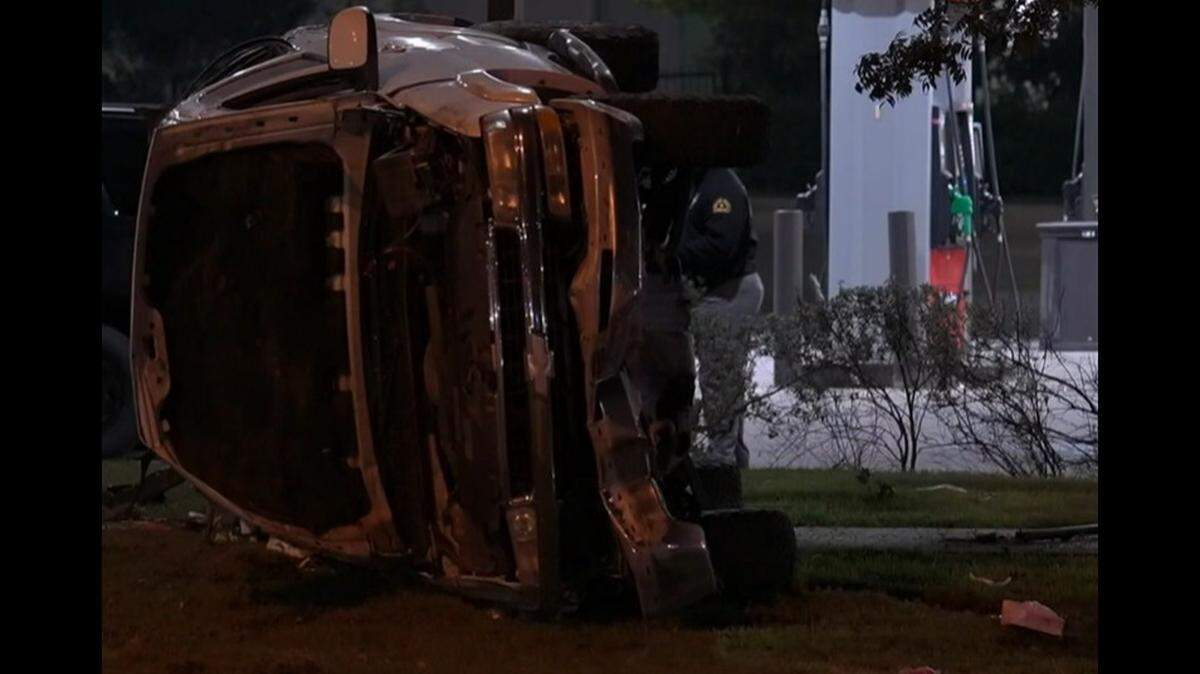 One person was killed and four others were injured Saturday night in a suspect vehicle after it crashed during a police chase that ended in Dallas, Garland police said.