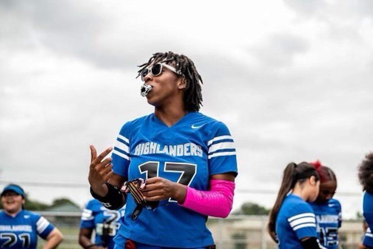 Eastern Hills senior Timaya Woody and the Highlanders will play for a championship in flag football on Wednesday May 18, 2022 at AT&T Stadium (Emmanuel Jackson/EHHS)