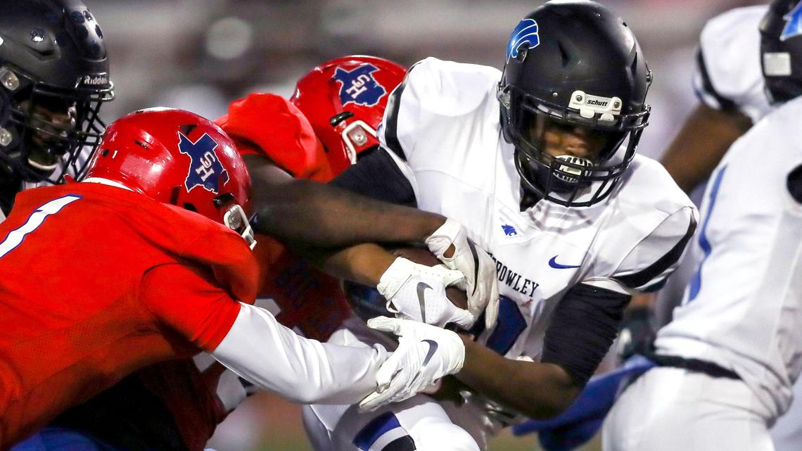 North Crowley running back Tariq Martin, in action Oct. 17 against Arlington Sam Houston, and the Panthers defeated Fort Worth Trimble Tech 37-0 on Thursday, Oct. 31 at Farrington Field.