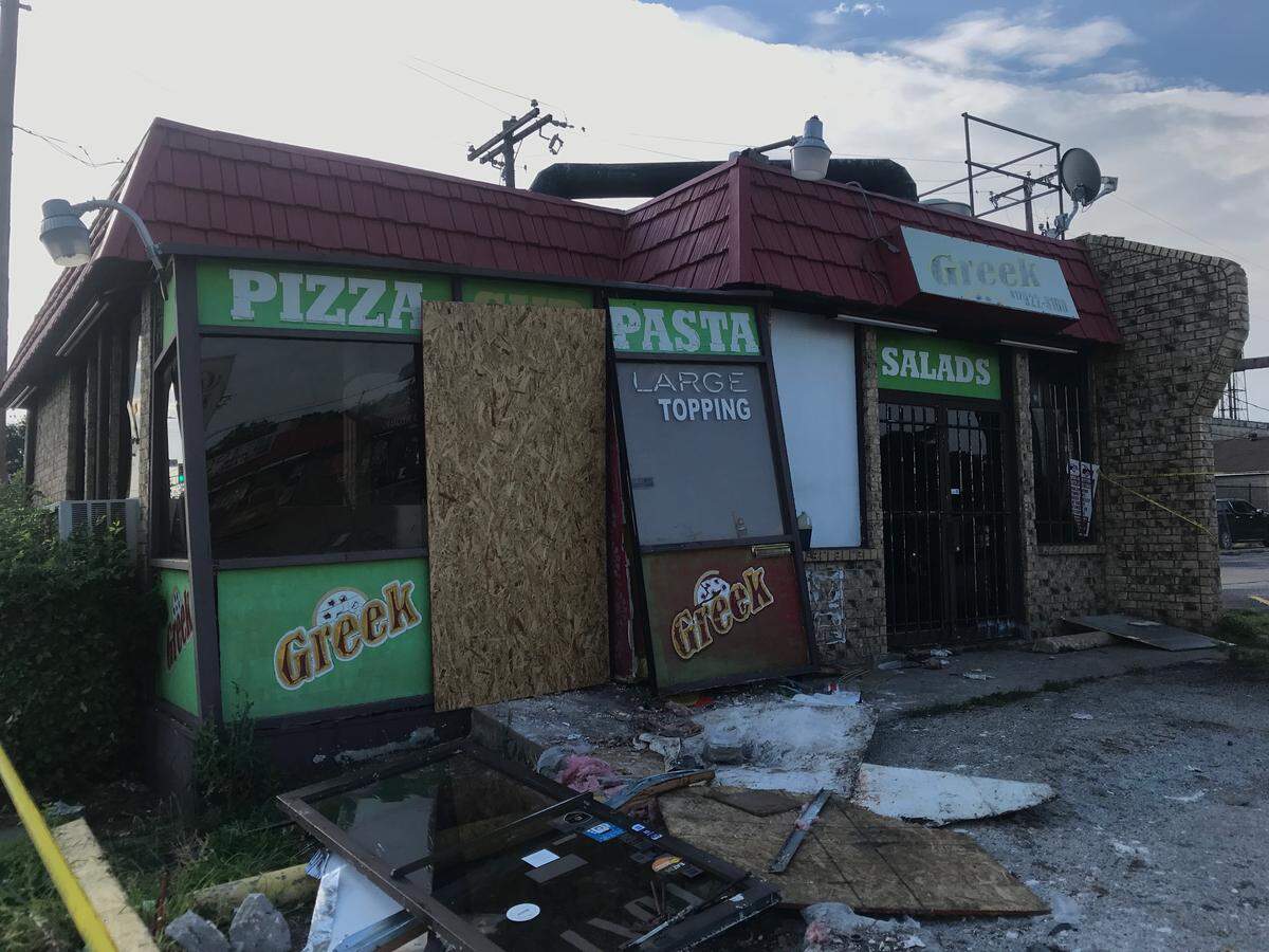 A car crashed into Greek Pizza & Pasta in south Fort Worth Monday night, causing three injuries, police said. A MedStar spokesman said one was critical and two were minor.
