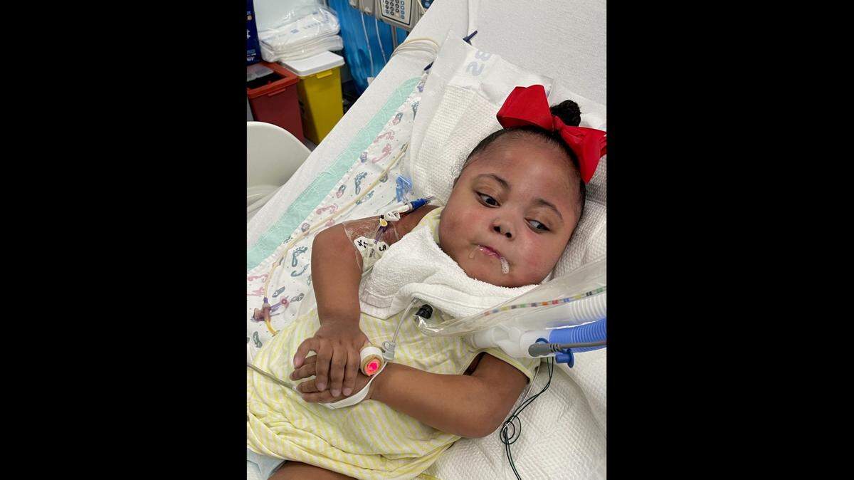 Trinity Lewis says the condition of her daughter, 2-year-old Tinslee Lewis, is improving. Trinity Lewis is in an ongoing legal battle with Cook Children’s Medical Center in Fort Worth, Texas, over her daughter’s care. She took this photo of Tinslee on April 12, 2021, according to court documents.
