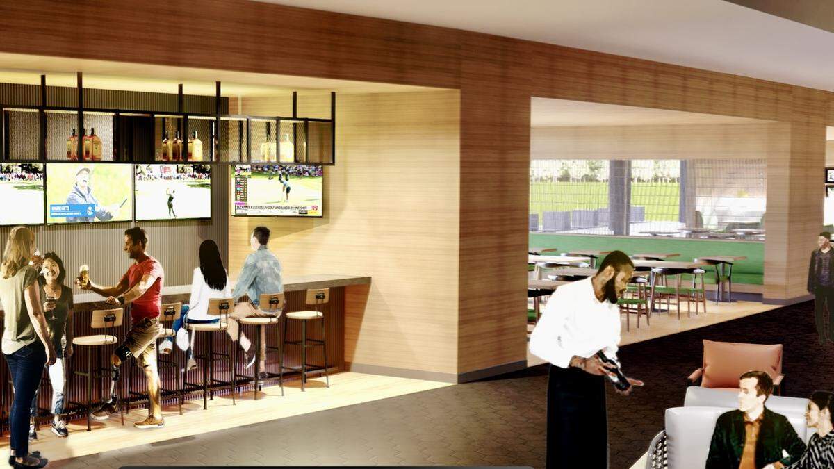 An artist’s rendition of the new restaurant and bar by Tinie’s/Sidesaddle Saloon chef Christian Lehman inside the UnderPar Life golf entertainment facility in Westworth Village.