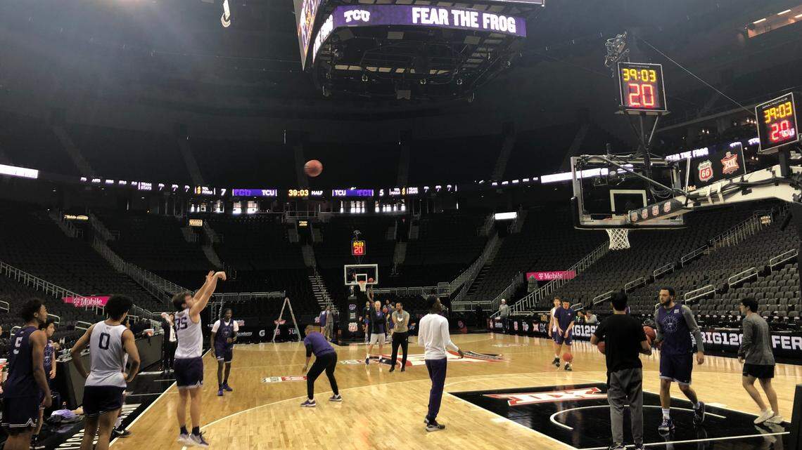 TCU basketball went through a practice session Wednesday at the T-Mobile Center in Kansas City, Mo. The Frogs face the Texas Longhorns in the Big 12 Tournament on Thursday.