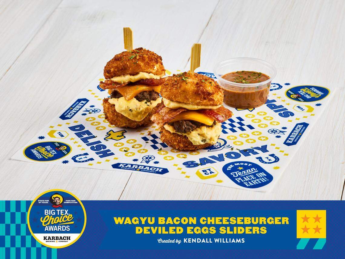 Wagyu bacon cheeseburger deviled eggs sliders