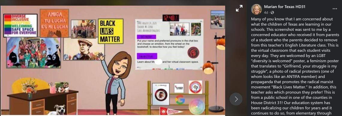 Marian Knowlton’s facebook post regarding Taylor Lifka’s virtual classroom.