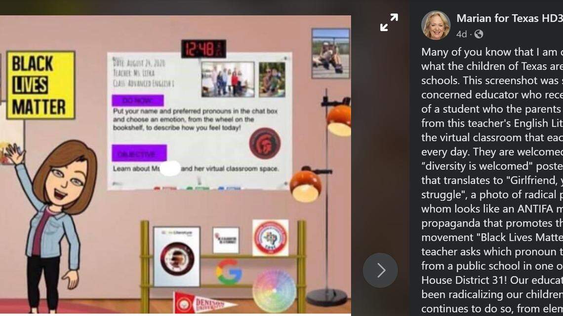 Marian Knowlton’s facebook post regarding Taylor Lifka’s virtual classroom.