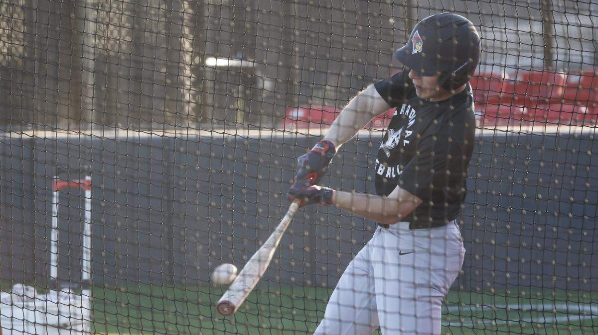 Fort Worth Christian short stop Grady Emerson takes a cut in the batting cage during baseball practice at Fort Worth Christian School in North Richland Hills, Texas, Monday Feb. 23, 2026.
