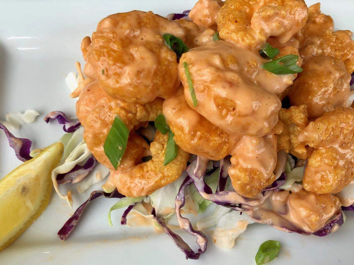“Boom boom” shrimp at Walk-On’s Bistreaux, now open in the Arlington Highlands.