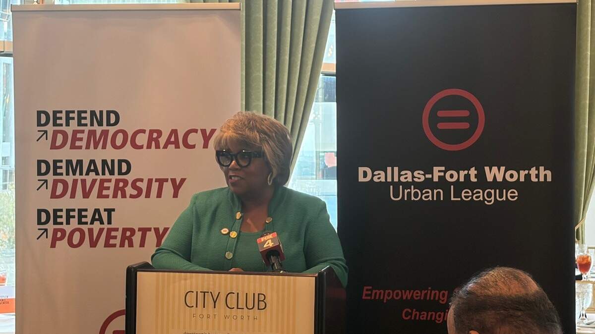 Marnese Elder, interim CEO of the Dallas-Fort Worth Urban League, spoke Monday morning at a press conference at the Fort Worth City Club in downtown to introduce how the new affiliate will help bring economic opportunities to those in need.
