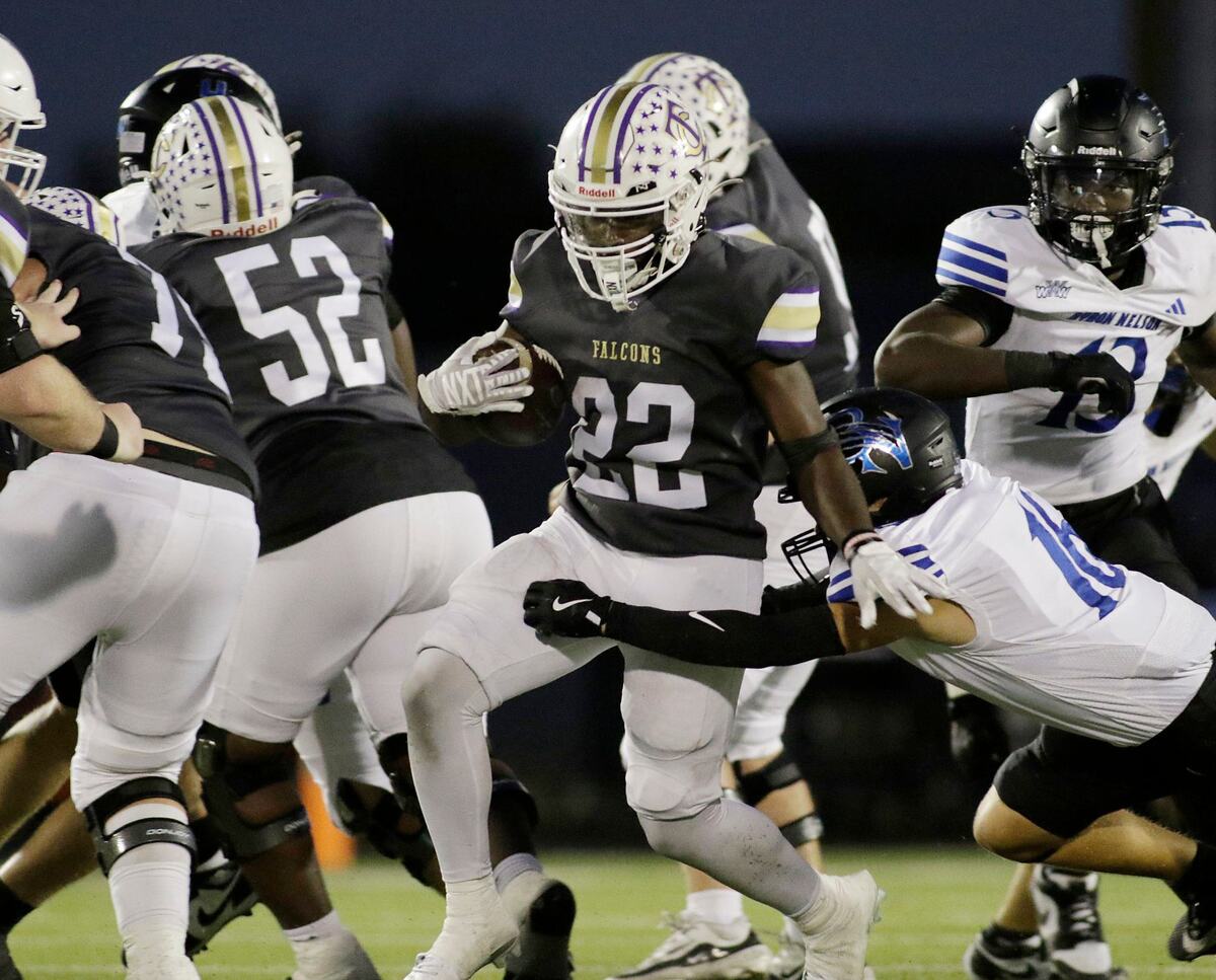 Timber Creek’s Jorey Anderson picks up yardage against Trophy Club during a UIL football game at Keller ISD Stadium on Thursday, October 3, 2024.