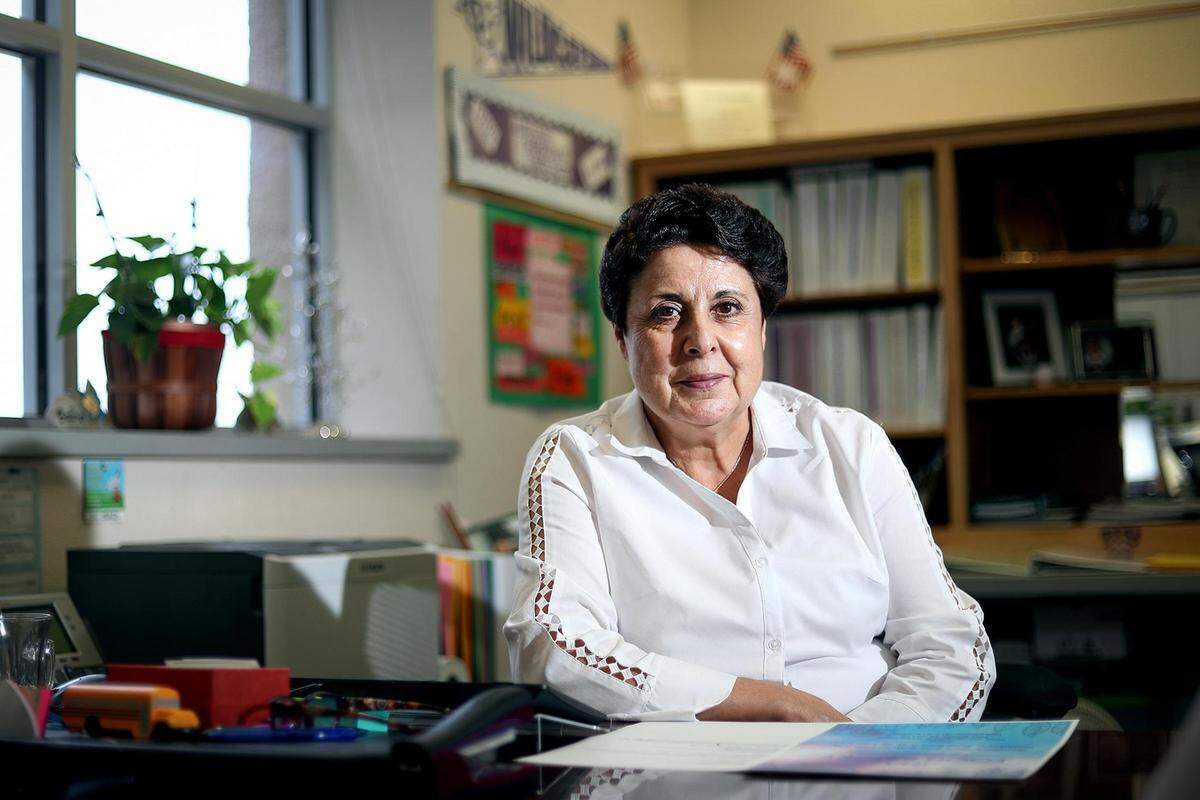 Faiha Al-Atrash, the community and parent coordinator for International Newcomer Academy, in a 2020 archive photo.