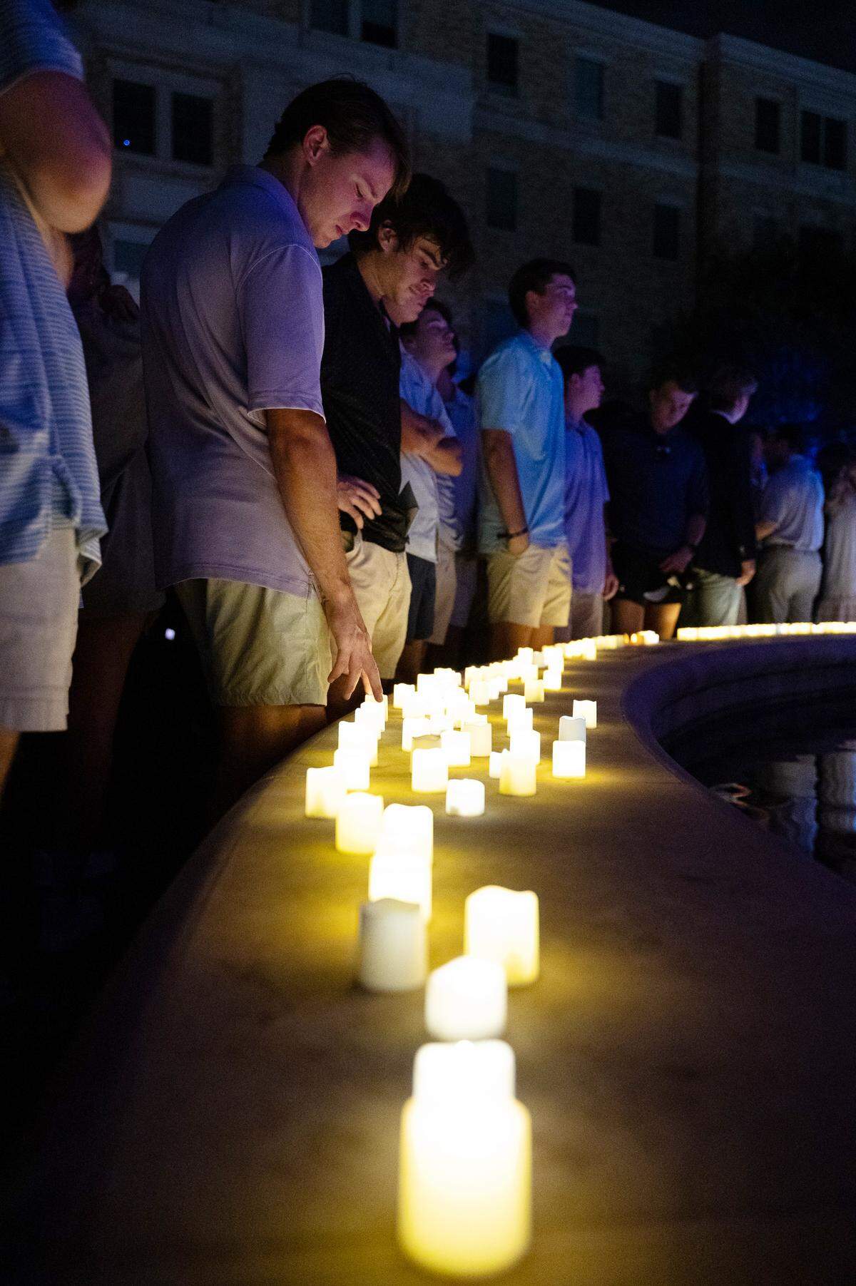 Students attend a vigil for TCU student Wes Smith on the university’s campus on Wednesday, September 6, 2023, in Fort Worth. Smith was shot and killed in an apparently random act of violence on Friday.