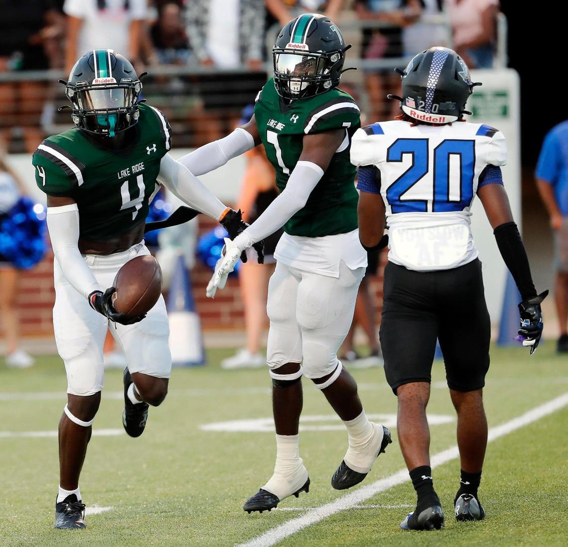 Lake Ridge free safety Jordan Tetsopguim comes up with a Summit fumble.