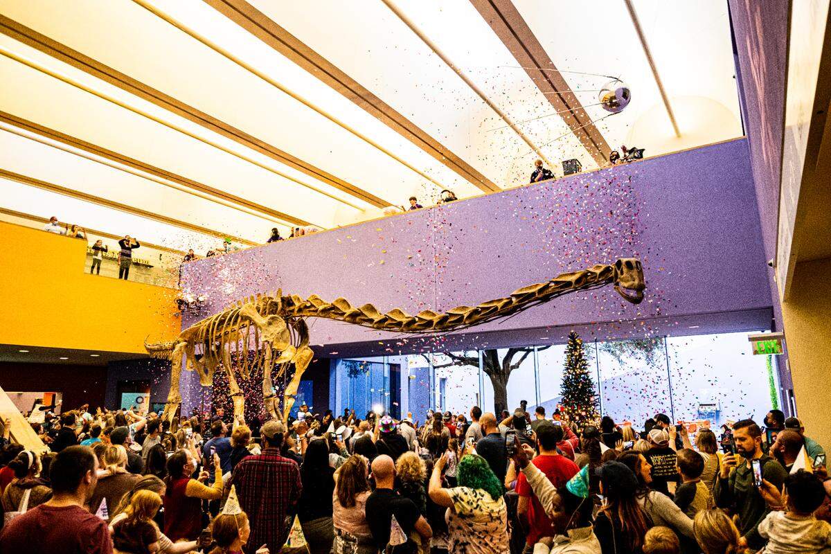 The party includes a confetti drop and countdown in the museum’s atrium.