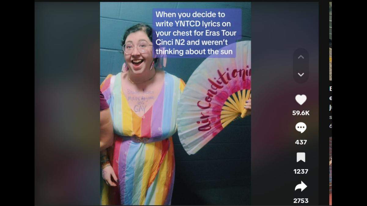 Taylor Swift fan wrote famous lyric on body — and it turned into a hilarious sunburn