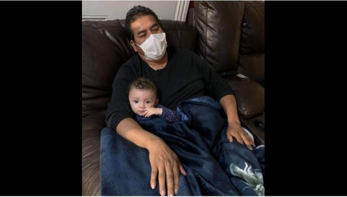 Francisco “Panchito” Macias (right), wearing a face mask, enjoys some time with his granddaughter. His daughters hoped for justice after he was shot and killed outside of their east Fort Worth home early on the morning of Oct. 22, 2020, as he was about to get into his pickup truck to leave for work.